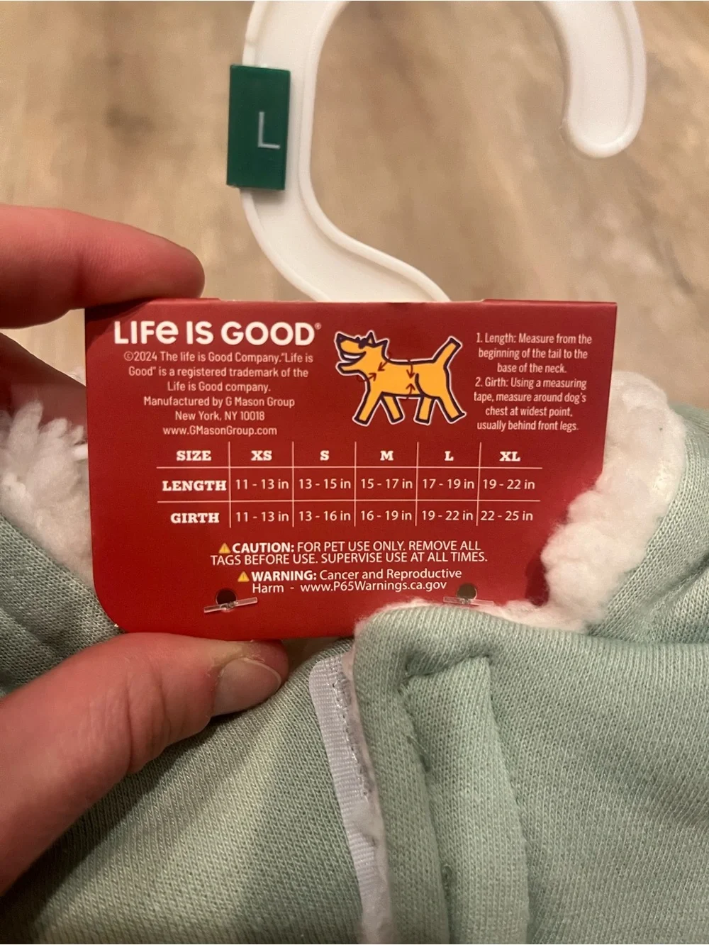 Life Is Good Sage Green Hooded Plaid Dog Jacket